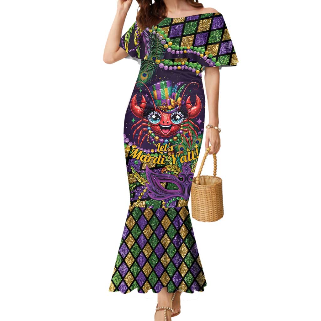 Mardi Gras Crawfish Mermaid Dress Let's Mardi Y'all - Wonder Print Shop