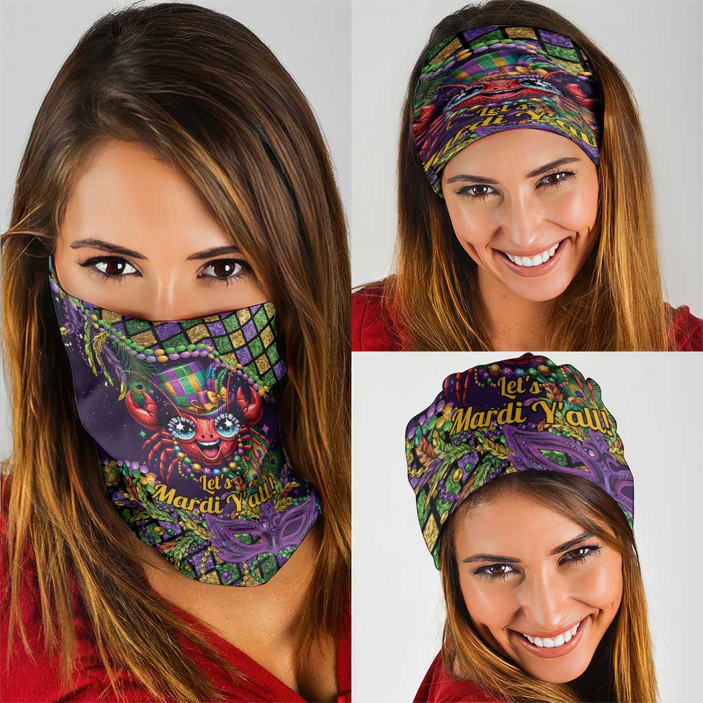 Mardi Gras Crawfish Neck Gaiter Let's Mardi Y'all - Wonder Print Shop