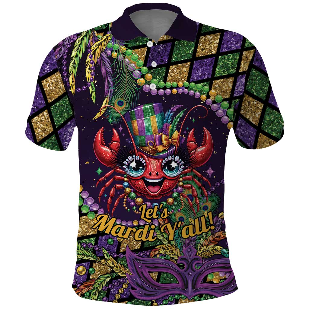 Mardi Gras Crawfish Polo Shirt Let's Mardi Y'all - Wonder Print Shop