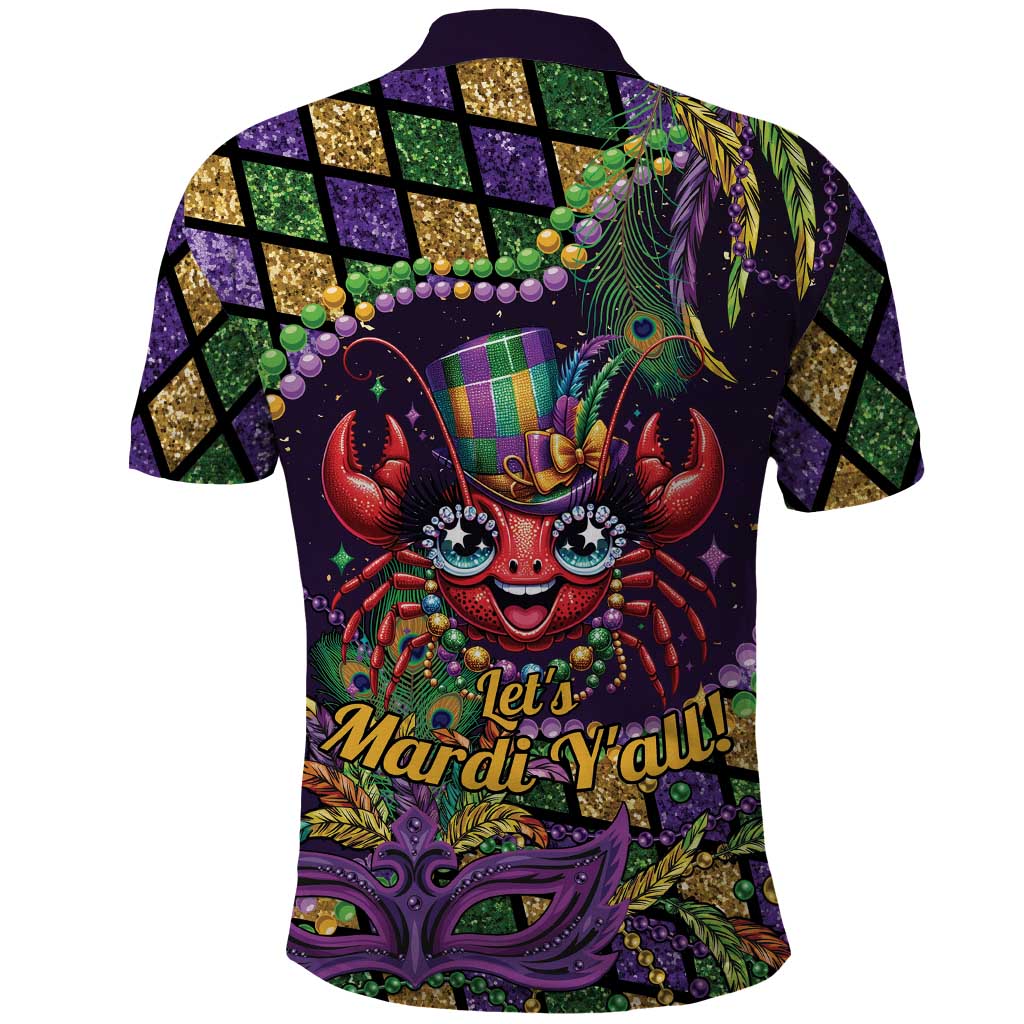 Mardi Gras Crawfish Polo Shirt Let's Mardi Y'all - Wonder Print Shop