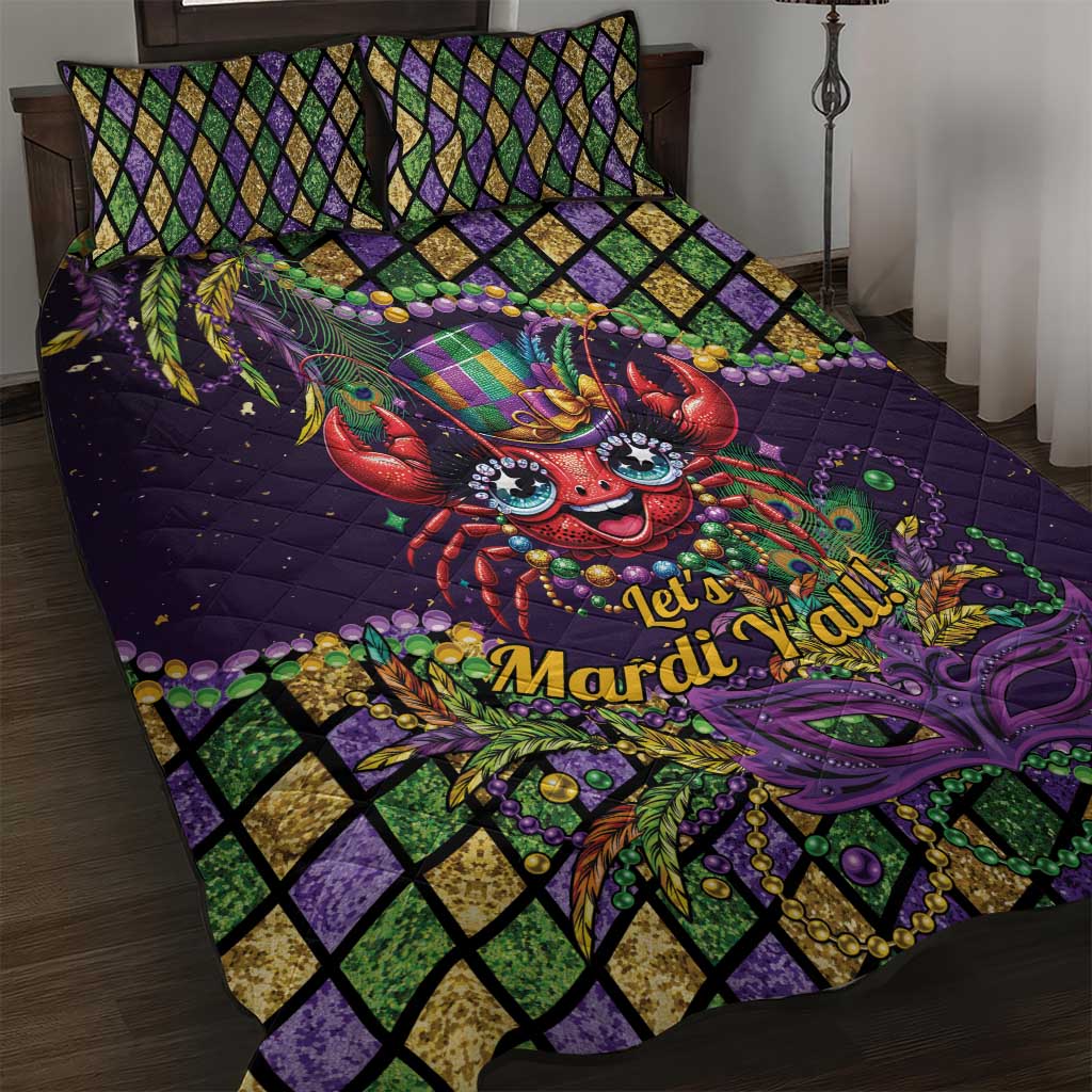 Mardi Gras Crawfish Quilt Bed Set Let's Mardi Y'all - Wonder Print Shop