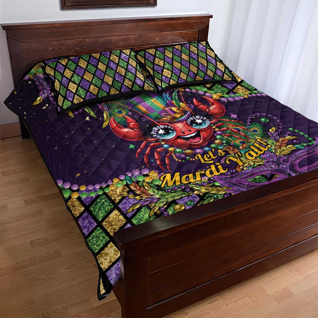 Mardi Gras Crawfish Quilt Bed Set Let's Mardi Y'all - Wonder Print Shop