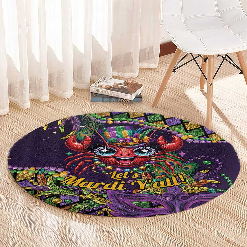 Mardi Gras Crawfish Round Carpet Let's Mardi Y'all - Wonder Print Shop