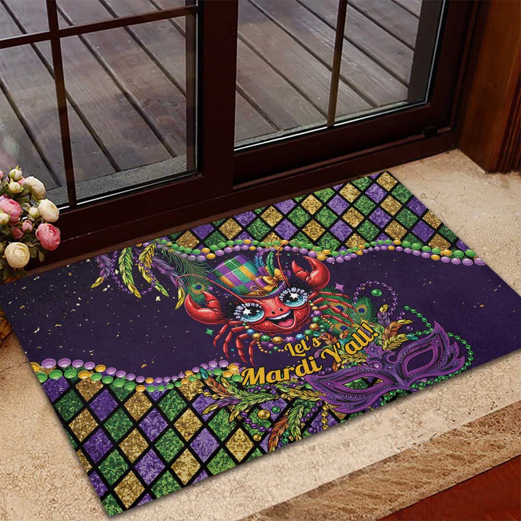 Mardi Gras Crawfish Rubber Doormat Let's Mardi Y'all - Wonder Print Shop
