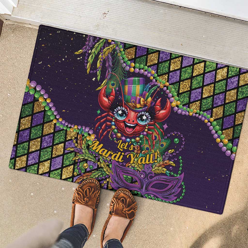 Mardi Gras Crawfish Rubber Doormat Let's Mardi Y'all - Wonder Print Shop
