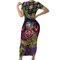 Mardi Gras Crawfish Short Sleeve Bodycon Dress Let's Mardi Y'all - Wonder Print Shop