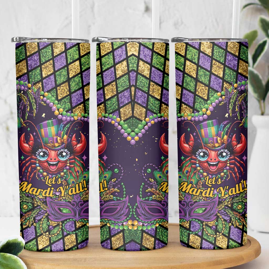 Mardi Gras Crawfish Skinny Tumbler Let's Mardi Y'all - Wonder Print Shop