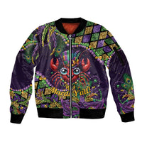 Mardi Gras Crawfish Sleeve Zip Bomber Jacket Let's Mardi Y'all - Wonder Print Shop
