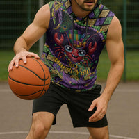 Mardi Gras Crawfish Sleeveless Hoodie Let's Mardi Y'all - Wonder Print Shop
