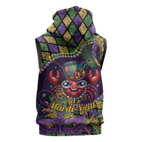 Mardi Gras Crawfish Sleeveless Zip Hoodie Let's Mardi Y'all - Wonder Print Shop