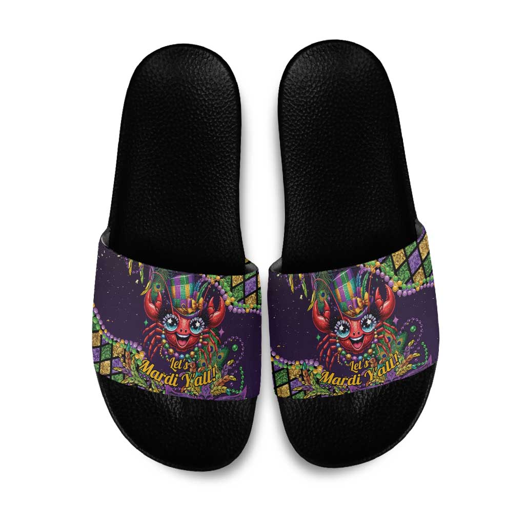 Mardi Gras Crawfish Slide Sandals Let's Mardi Y'all - Wonder Print Shop