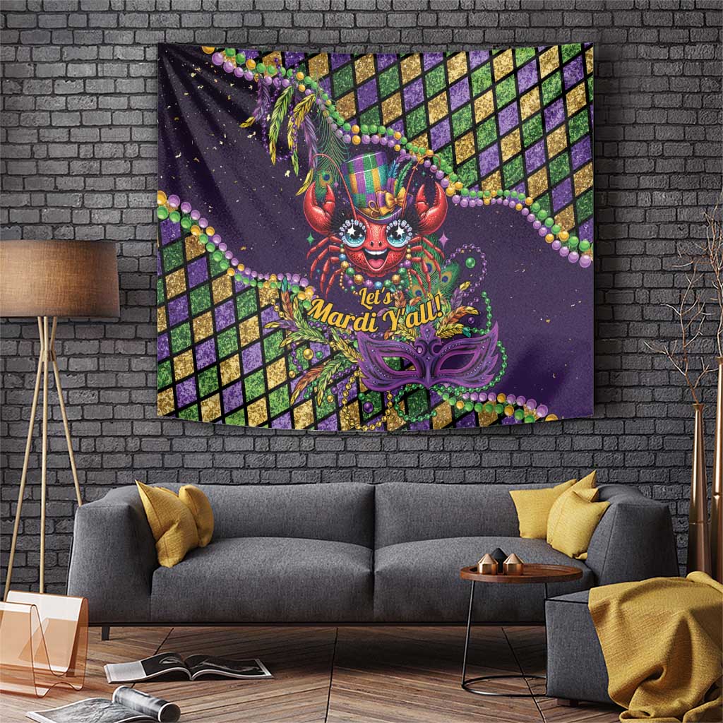 Mardi Gras Crawfish Tapestry Let's Mardi Y'all - Wonder Print Shop