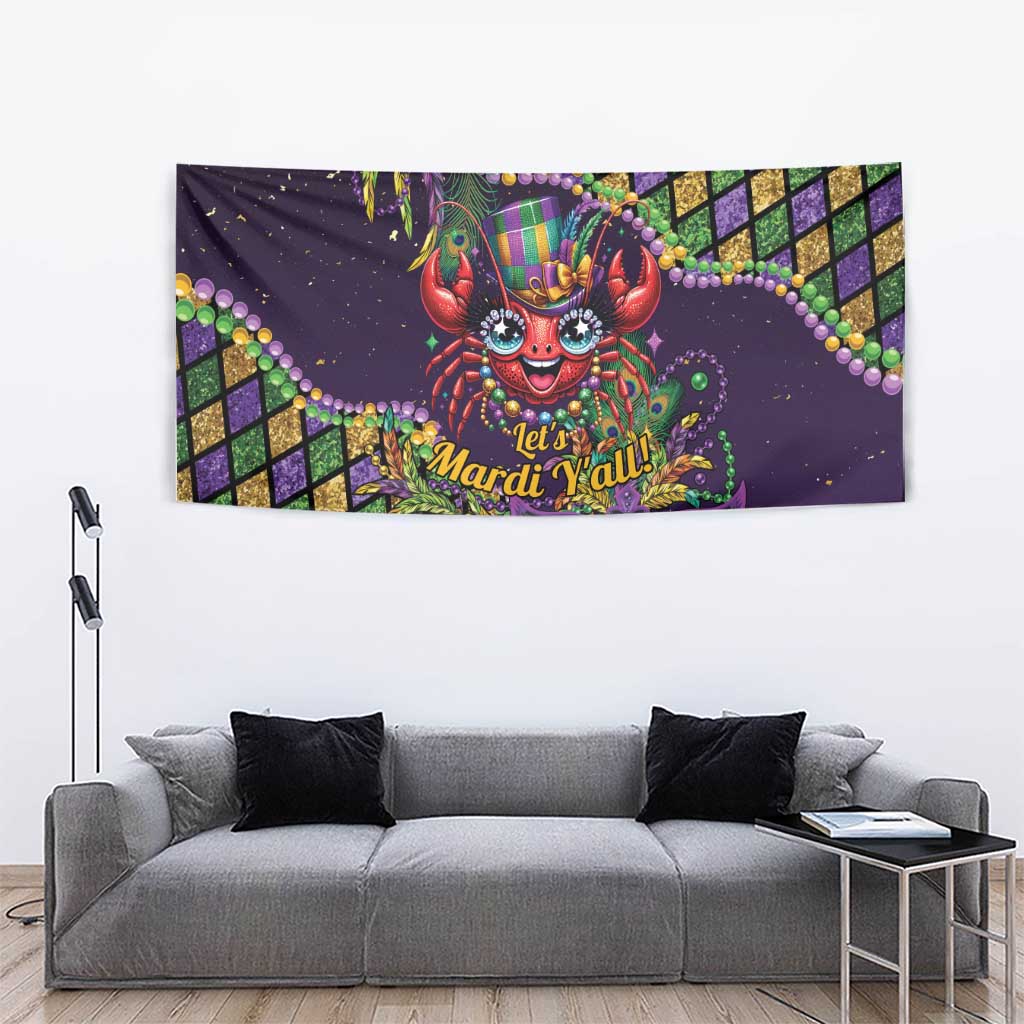 Mardi Gras Crawfish Tapestry Let's Mardi Y'all - Wonder Print Shop