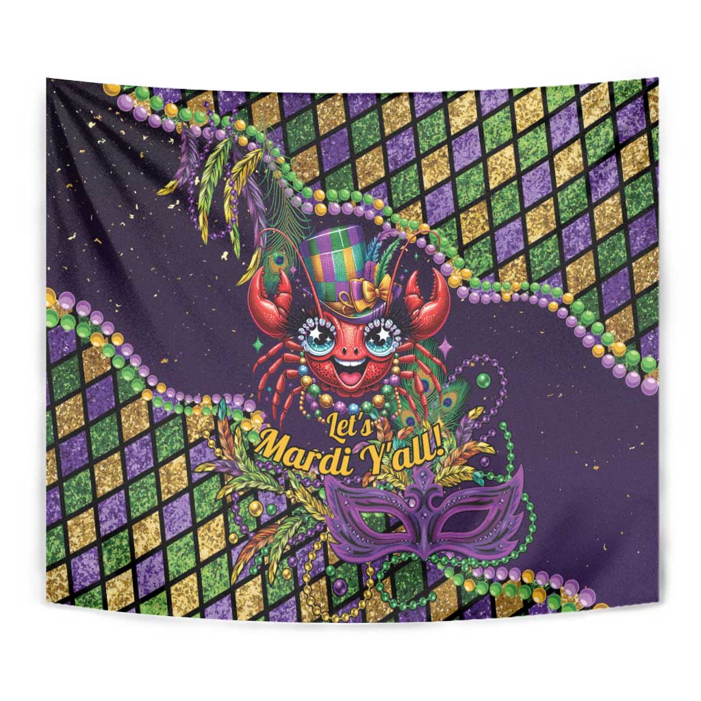 Mardi Gras Crawfish Tapestry Let's Mardi Y'all - Wonder Print Shop