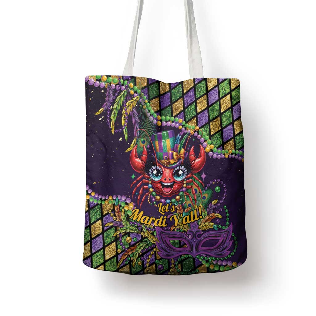 Mardi Gras Crawfish Tote Bag Let's Mardi Y'all - Wonder Print Shop
