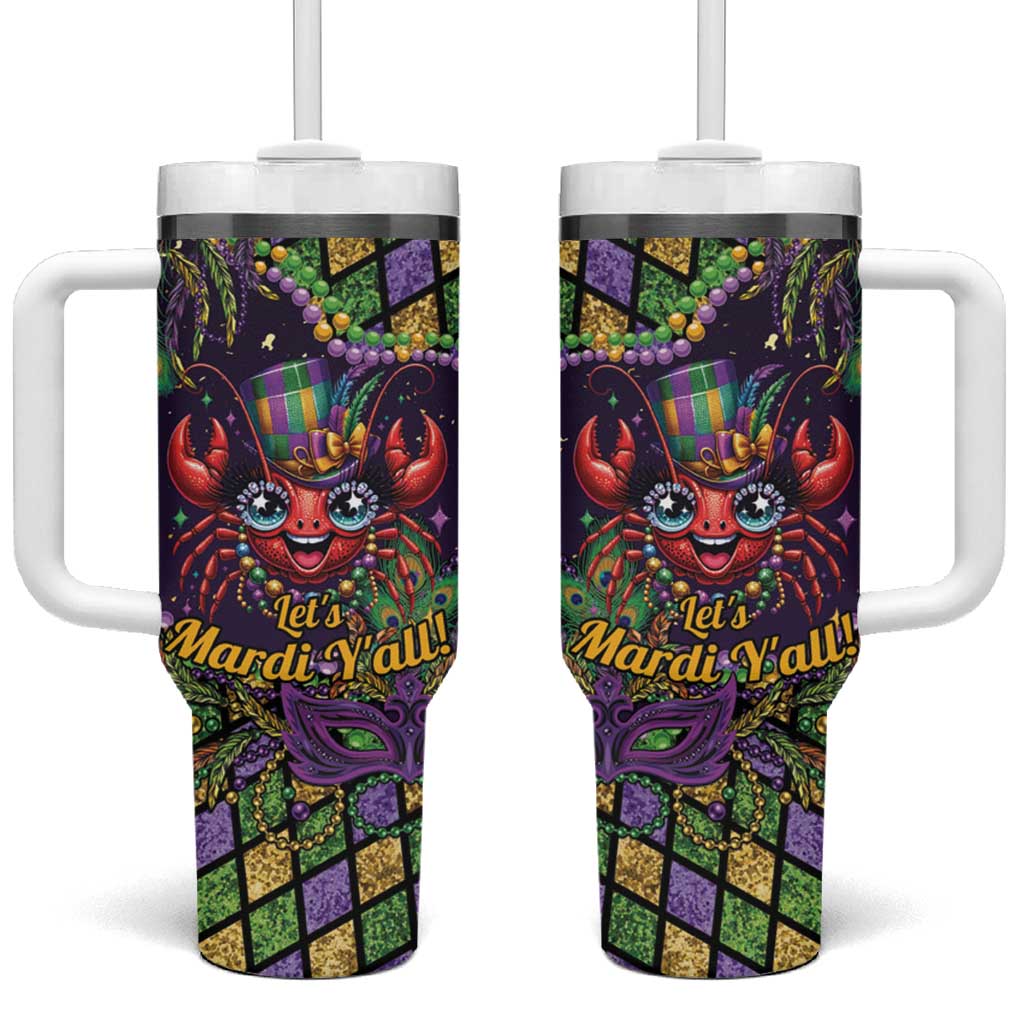 Mardi Gras Crawfish Tumbler With Handle Let's Mardi Y'all - Wonder Print Shop
