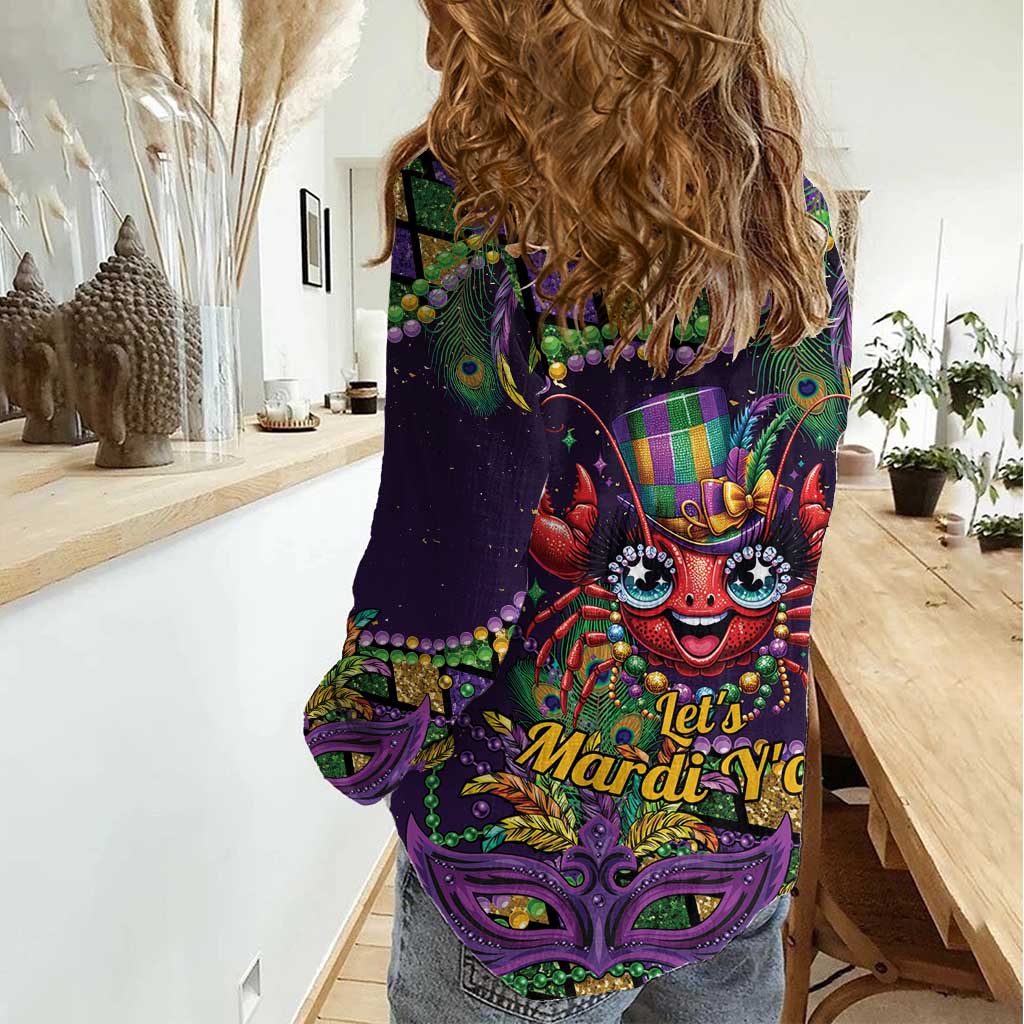 Mardi Gras Crawfish Women Casual Shirt Let's Mardi Y'all - Wonder Print Shop