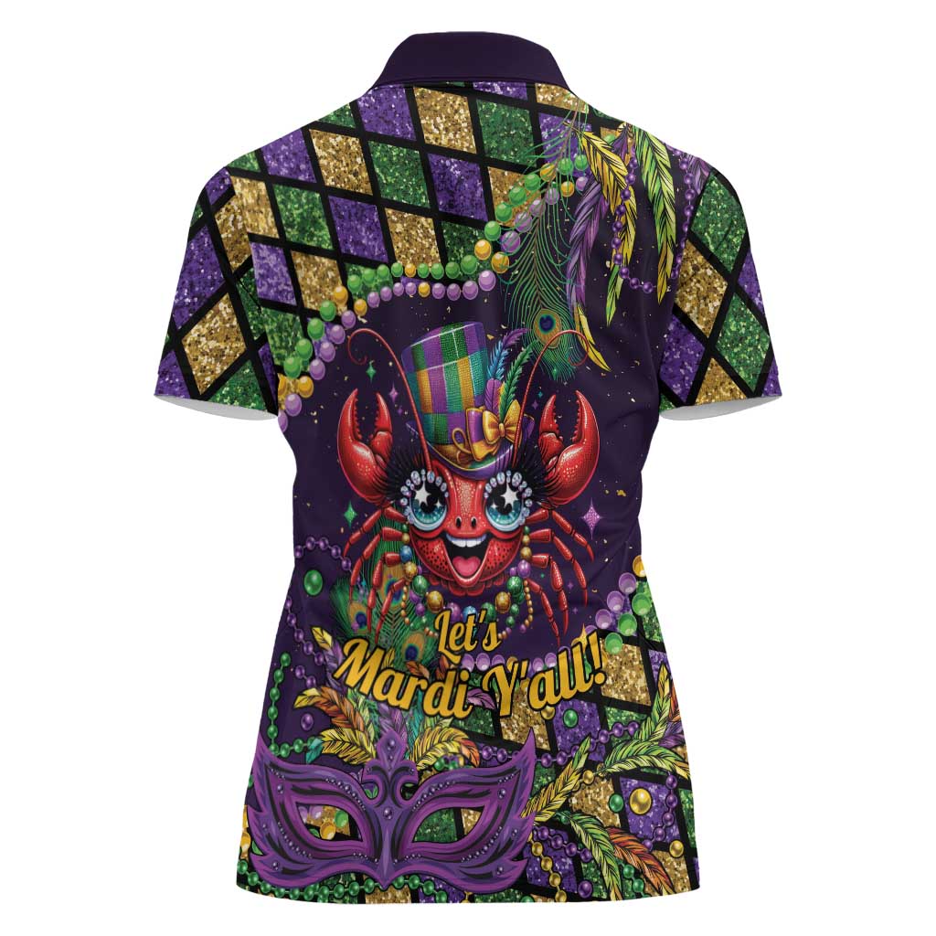 Mardi Gras Crawfish Women Polo Shirt Let's Mardi Y'all - Wonder Print Shop