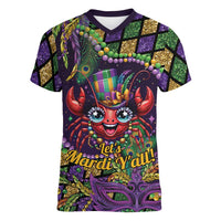 Mardi Gras Crawfish Women V-Neck T-Shirt Let's Mardi Y'all - Wonder Print Shop