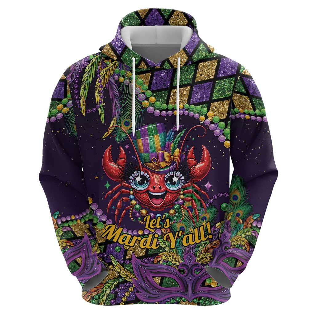 Mardi Gras Crawfish Zip Hoodie Let's Mardi Y'all - Wonder Print Shop