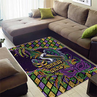 Mardi Gras Pelican Area Rug Crowned Feathers Carnival Reign - Wonder Print Shop