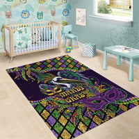 Mardi Gras Pelican Area Rug Crowned Feathers Carnival Reign - Wonder Print Shop
