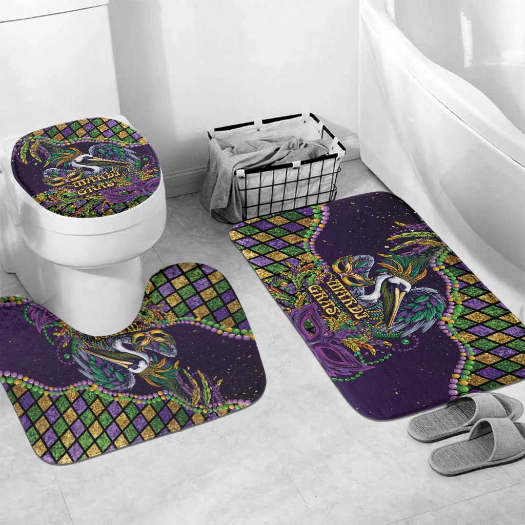 Mardi Gras Pelican Bathroom Set Crowned Feathers Carnival Reign - Wonder Print Shop