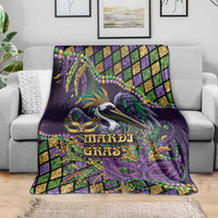 Mardi Gras Pelican Blanket Crowned Feathers Carnival Reign - Wonder Print Shop