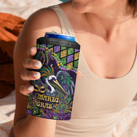Mardi Gras Pelican 4 in 1 Can Cooler Tumbler Crowned Feathers Carnival Reign - Wonder Print Shop