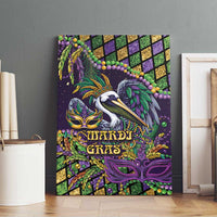 Mardi Gras Pelican Canvas Wall Art Crowned Feathers Carnival Reign - Wonder Print Shop