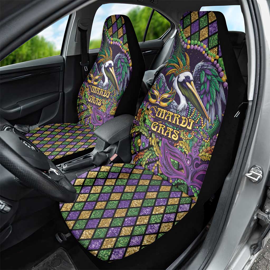 Mardi Gras Pelican Car Seat Cover Crowned Feathers Carnival Reign - Wonder Print Shop