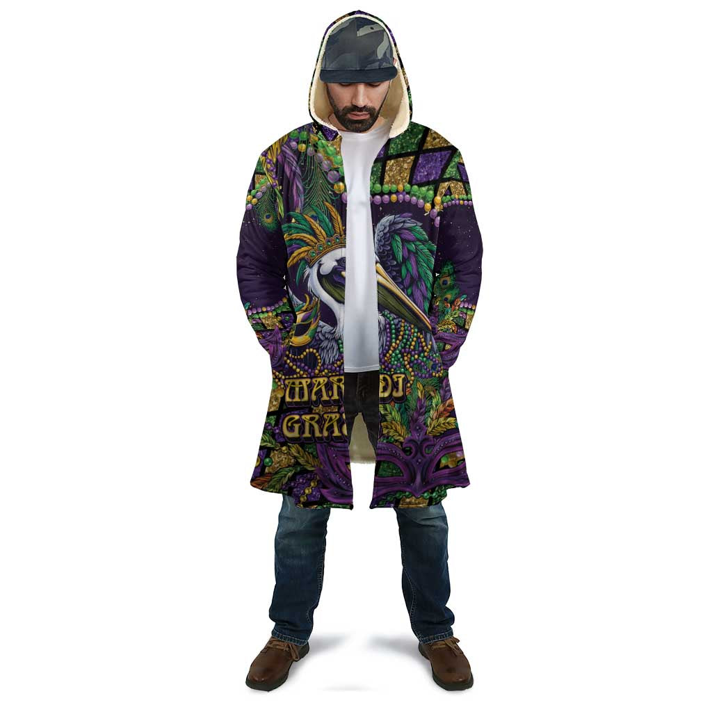 Mardi Gras Pelican Cloak Crowned Feathers Carnival Reign - Wonder Print Shop