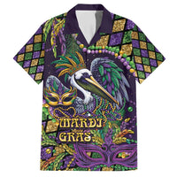 Mardi Gras Pelican Family Matching Long Sleeve Bodycon Dress and Hawaiian Shirt Crowned Feathers Carnival Reign - Wonder Print Shop
