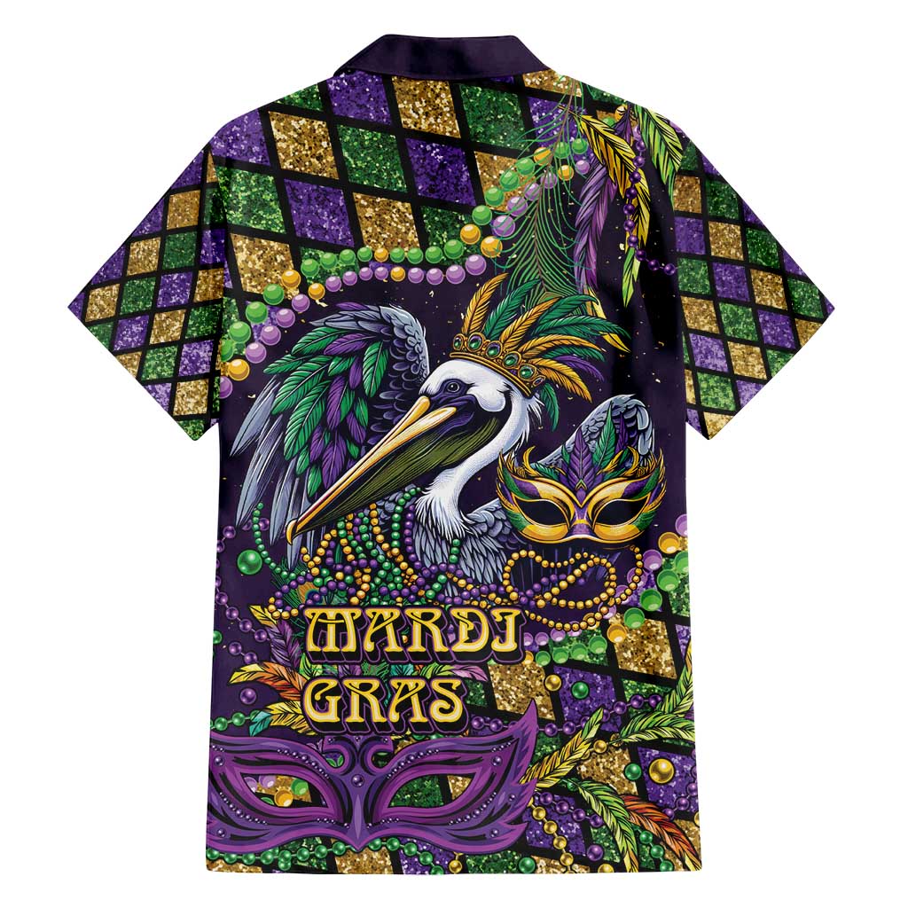 Mardi Gras Pelican Family Matching Long Sleeve Bodycon Dress and Hawaiian Shirt Crowned Feathers Carnival Reign - Wonder Print Shop