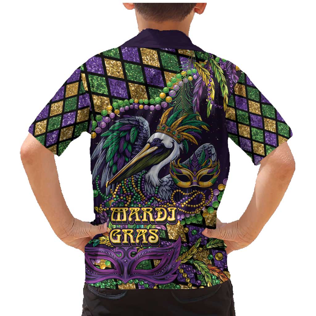 Mardi Gras Pelican Family Matching Mermaid Dress and Hawaiian Shirt Crowned Feathers Carnival Reign - Wonder Print Shop