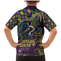 Mardi Gras Pelican Family Matching Mermaid Dress and Hawaiian Shirt Crowned Feathers Carnival Reign - Wonder Print Shop