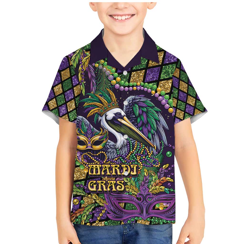 Mardi Gras Pelican Family Matching Mermaid Dress and Hawaiian Shirt Crowned Feathers Carnival Reign - Wonder Print Shop