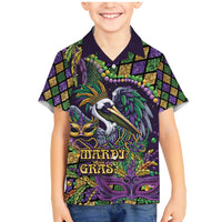 Mardi Gras Pelican Family Matching Mermaid Dress and Hawaiian Shirt Crowned Feathers Carnival Reign - Wonder Print Shop