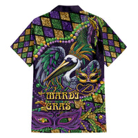 Mardi Gras Pelican Family Matching Off The Shoulder Long Sleeve Dress and Hawaiian Shirt Crowned Feathers Carnival Reign - Wonder Print Shop