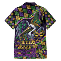 Mardi Gras Pelican Family Matching Short Sleeve Bodycon Dress and Hawaiian Shirt Crowned Feathers Carnival Reign - Wonder Print Shop