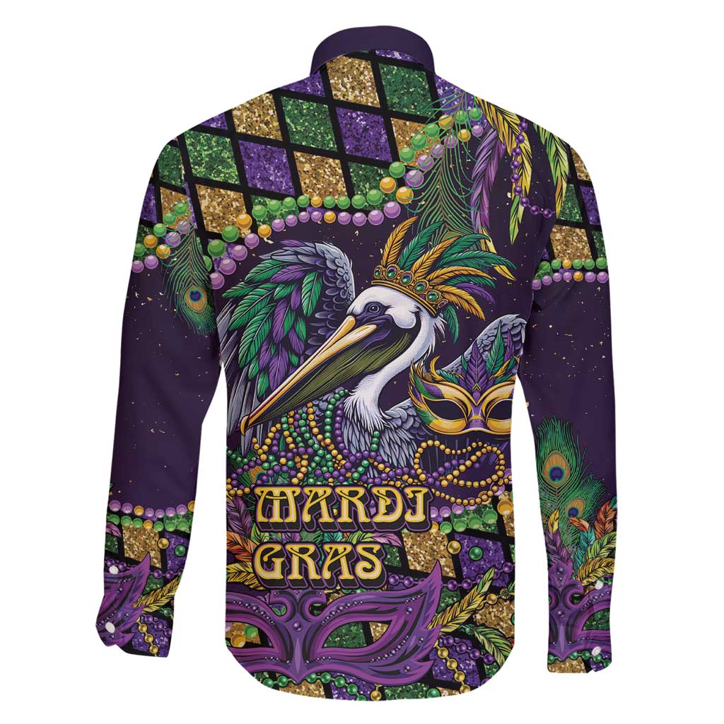 Mardi Gras Pelican Family Matching Short Sleeve Bodycon Dress and Hawaiian Shirt Crowned Feathers Carnival Reign - Wonder Print Shop