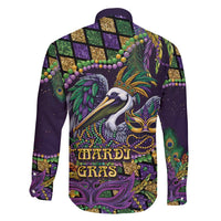 Mardi Gras Pelican Family Matching Short Sleeve Bodycon Dress and Hawaiian Shirt Crowned Feathers Carnival Reign - Wonder Print Shop