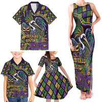 Mardi Gras Pelican Family Matching Tank Maxi Dress and Hawaiian Shirt Crowned Feathers Carnival Reign - Wonder Print Shop