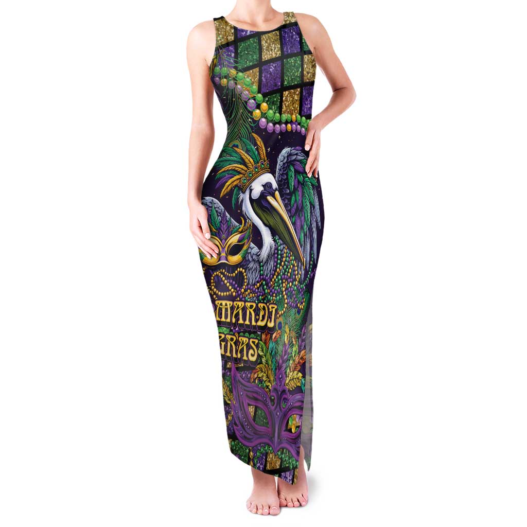 Mardi Gras Pelican Family Matching Tank Maxi Dress and Hawaiian Shirt Crowned Feathers Carnival Reign - Wonder Print Shop