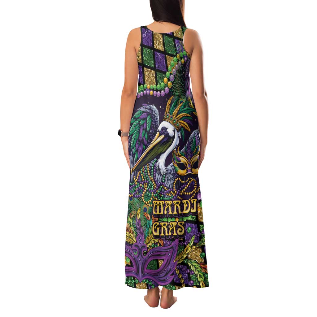 Mardi Gras Pelican Family Matching Tank Maxi Dress and Hawaiian Shirt Crowned Feathers Carnival Reign - Wonder Print Shop