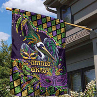 Mardi Gras Pelican Garden Flag Crowned Feathers Carnival Reign - Wonder Print Shop