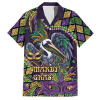 Mardi Gras Pelican Hawaiian Shirt Crowned Feathers Carnival Reign - Wonder Print Shop