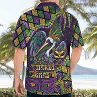 Mardi Gras Pelican Hawaiian Shirt Crowned Feathers Carnival Reign - Wonder Print Shop