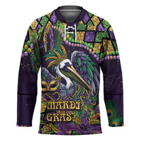 Mardi Gras Pelican Hockey Jersey Crowned Feathers Carnival Reign - Wonder Print Shop