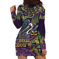 Mardi Gras Pelican Hoodie Dress Crowned Feathers Carnival Reign - Wonder Print Shop